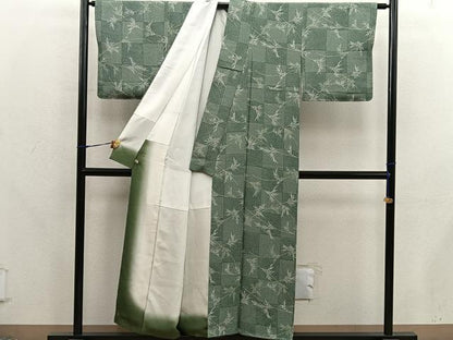 平和屋着物■上質な小紋　枝葉文　さが美扱い　正絹　逸品　BAAX8227mz
