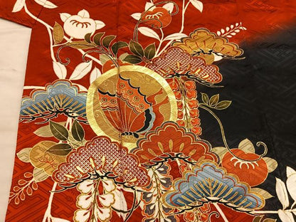平和屋着物●小振袖　舞蝶花文　暈し染め　金彩　正絹　逸品　BAAX8234mz