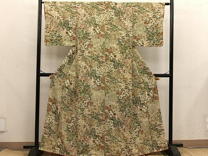平和屋着物■上質な小紋　人物花文　正絹　逸品　BAAX8236mz