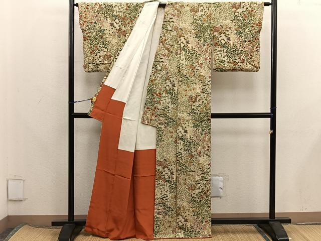 平和屋着物■上質な小紋　人物花文　正絹　逸品　BAAX8236mz