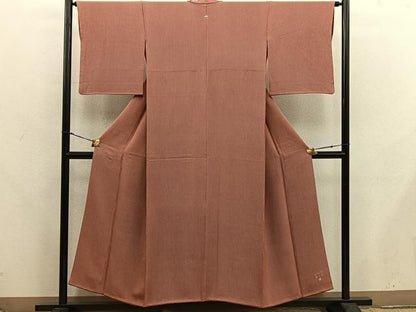 平和屋着物■江戸小紋　樋口実　万筋　栗梅色×白色　正絹　逸品　BAAX8238mz