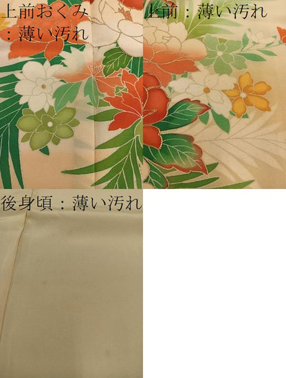 平和屋着物■訪問着　駒刺繍　牡丹花文　金彩　正絹　逸品　BAAX8240mz