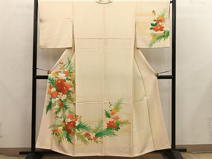平和屋着物■訪問着　駒刺繍　牡丹花文　金彩　正絹　逸品　BAAX8240mz