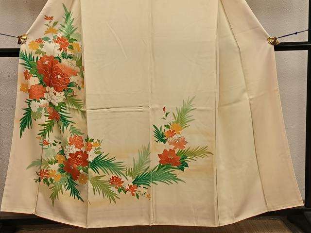 平和屋着物■訪問着　駒刺繍　牡丹花文　金彩　正絹　逸品　BAAX8240mz