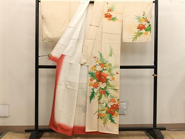 平和屋着物■訪問着　駒刺繍　牡丹花文　金彩　正絹　逸品　BAAX8240mz