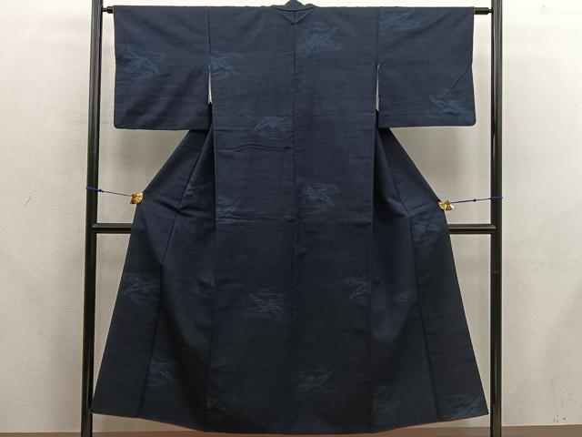 平和屋着物■結城紬　幾何学文様　飛び亀甲柄　正絹　逸品　BAAX8242mz