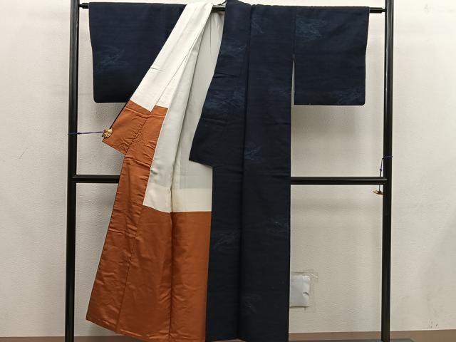 平和屋着物■結城紬　幾何学文様　飛び亀甲柄　正絹　逸品　BAAX8242mz