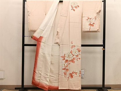 平和屋着物■訪問着　枝椿　暈し染め　金彩　正絹　逸品　BAAX8243mz