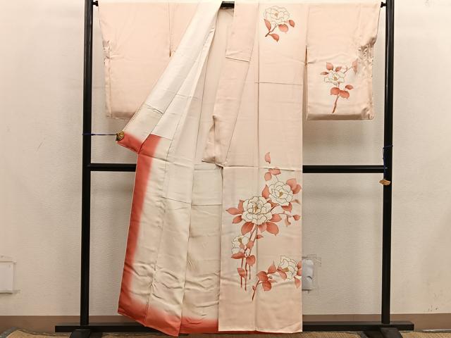 平和屋着物■訪問着　枝椿　暈し染め　金彩　正絹　逸品　BAAX8243mz