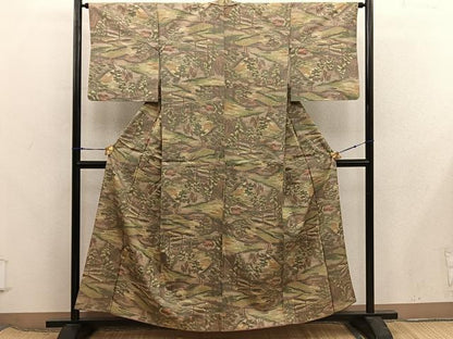 平和屋着物■上質な紬　風景文　正絹　逸品　BAAX8245mz
