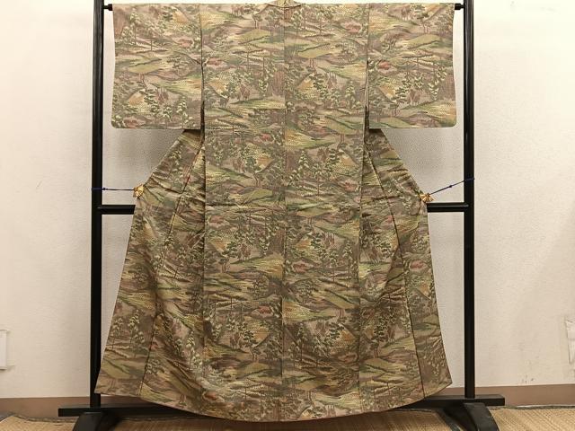 平和屋着物■上質な紬　風景文　正絹　逸品　BAAX8245mz