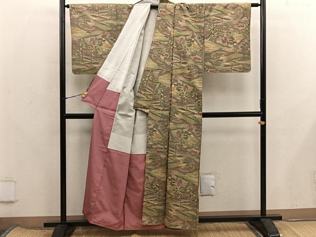 平和屋着物■上質な紬　風景文　正絹　逸品　BAAX8245mz