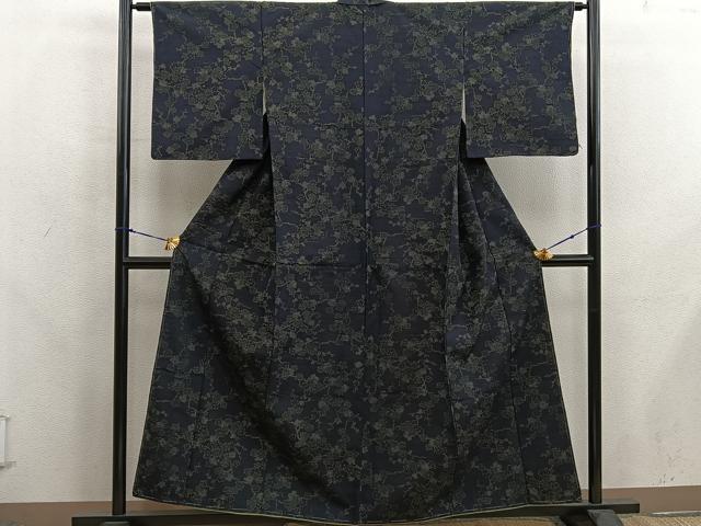平和屋着物■上質な紬　草花文　正絹　逸品　未使用　BAAX8250mz