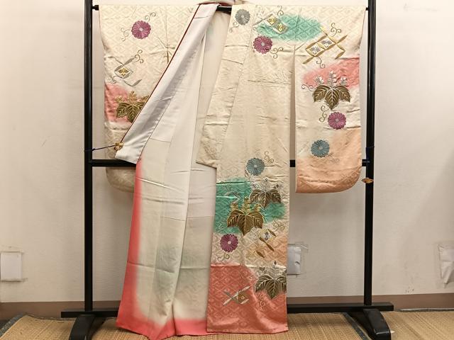 平和屋着物■豪華振袖　七宝花文　暈し染め　金銀糸　西武扱い　正絹　逸品　BAAX8251mz