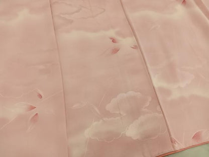 平和屋着物●上質な小紋　雲重ね草葉文　地紋起こし　暈し染め　正絹　逸品　BAAX8253mz