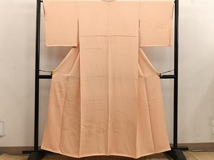 平和屋着物■無地絵羽訪問着　片輪車地紋　杏色　正絹　逸品　BAAX8257mz