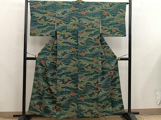 平和屋着物■上質な小紋　片輪車文　正絹　逸品　BAAX8258mz