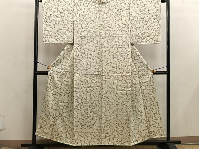 平和屋着物■上質な小紋　雪輪文　金通し地　正絹　逸品　BAAX8260mz