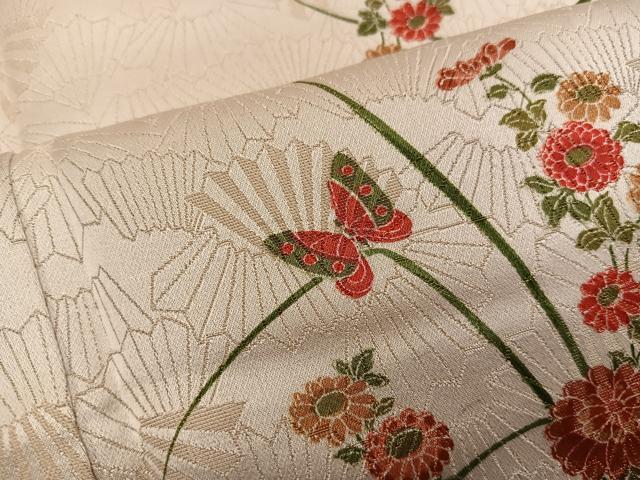 平和屋着物■上質な小紋　舞蝶花文　金通し地　正絹　逸品　BAAX8270mz