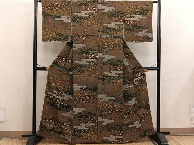 平和屋着物■上質な小紋　草花文　金彩　正絹　逸品　BAAX8272mz