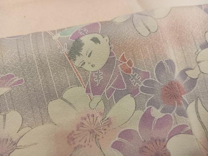 平和屋着物■訪問着　唐子花文　暈し染め　正絹　逸品　BAAX8274mz