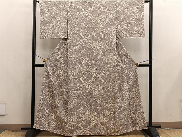 平和屋着物■上質な小紋　型染め　菊花文　正絹　逸品　BAAX8275mz