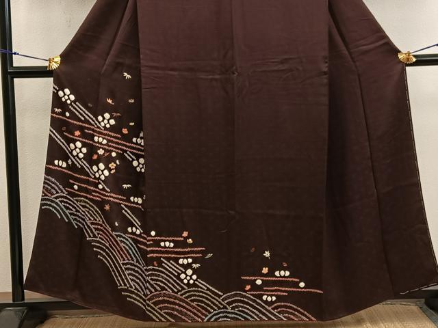 平和屋着物■訪問着　絞り　刺繍　梅花文　正絹　逸品　BAAX8276mz