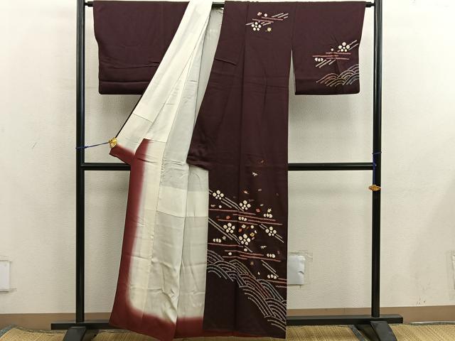 平和屋着物■訪問着　絞り　刺繍　梅花文　正絹　逸品　BAAX8276mz