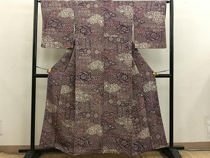平和屋着物■上質な小紋　鳳凰花文　鬼しぼ縮緬　正絹　逸品　BAAX8278mz