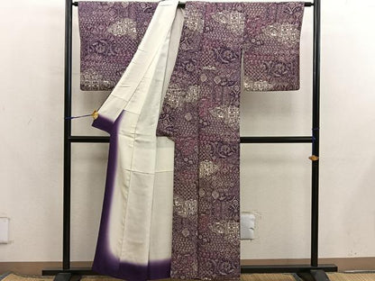 平和屋着物■上質な小紋　鳳凰花文　鬼しぼ縮緬　正絹　逸品　BAAX8278mz