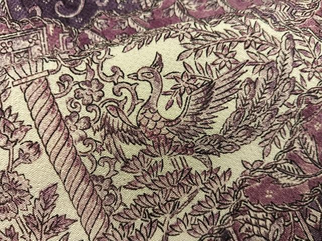平和屋着物■上質な小紋　鳳凰花文　鬼しぼ縮緬　正絹　逸品　BAAX8278mz