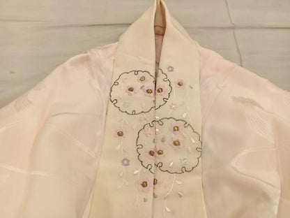 平和屋着物■振袖用長襦袢　無双仕立て　菊地紋　暈し染め　半衿刺繍　正絹　逸品　BAAX8280mz
