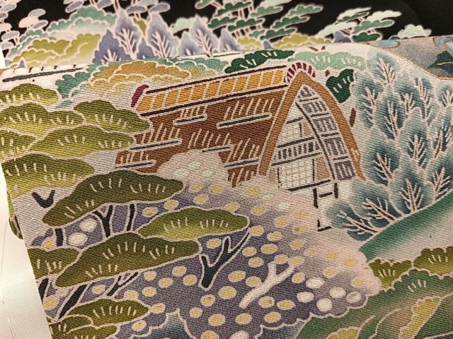 平和屋着物■豪華黒留袖　作家物　風景文　金彩　正絹　逸品　BAAX8286mz
