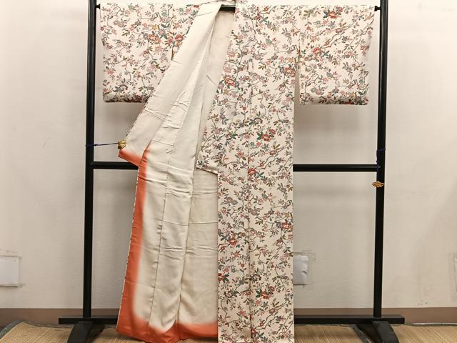 レディース 【新品・未使用】総絞り 小紋 正絹 袷せ パールトーン加工