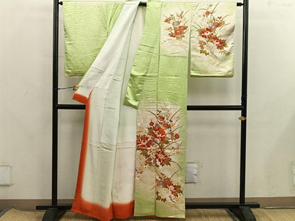 平和屋着物■訪問着　駒刺繍　流水花文　暈し染め　金彩　正絹　逸品　BAAX8288mz
