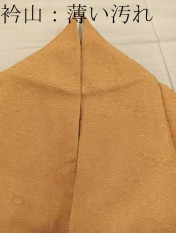 平和屋着物■上質な色無地　菊花地紋　萱草色　正絹　逸品　BAAX8291mz