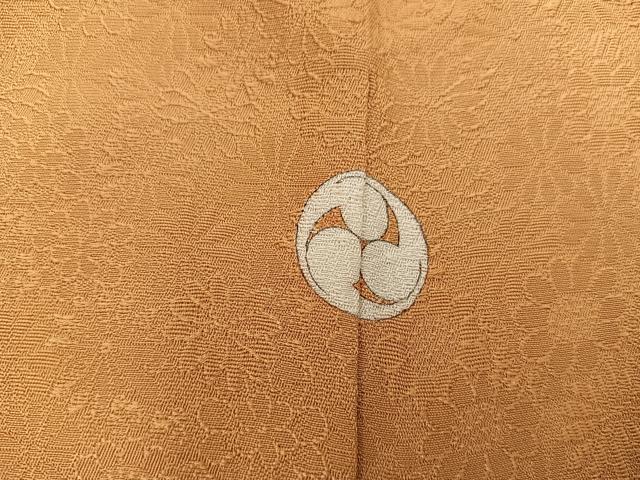 平和屋着物■上質な色無地　菊花地紋　萱草色　正絹　逸品　BAAX8291mz
