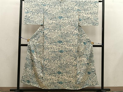 平和屋着物■上質な小紋　風景花文　正絹　逸品　BAAX8293mz