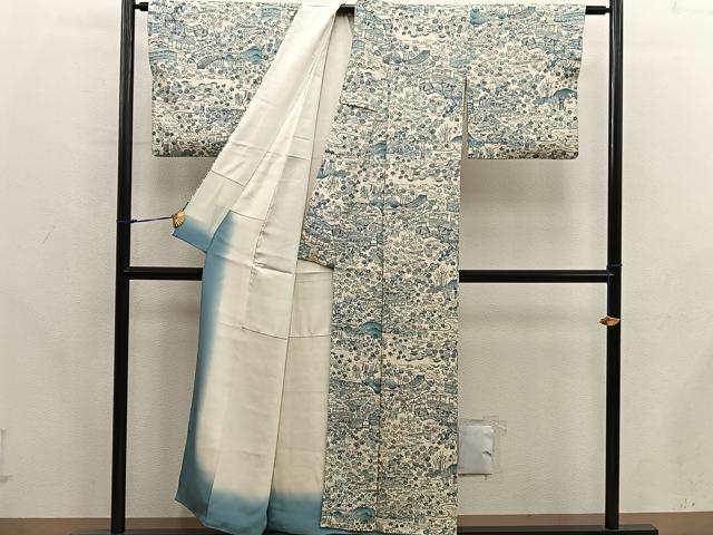 平和屋着物■上質な小紋　風景花文　正絹　逸品　BAAX8293mz