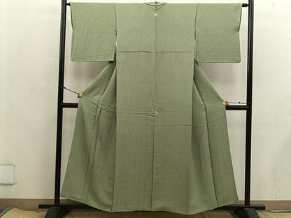 平和屋着物■上質な色無地　黄海松茶色　正絹　逸品　BAAX8295mz