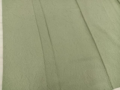 平和屋着物■上質な色無地　黄海松茶色　正絹　逸品　BAAX8295mz