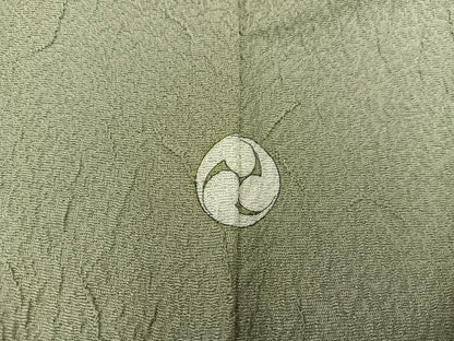 平和屋着物■上質な色無地　黄海松茶色　正絹　逸品　BAAX8295mz