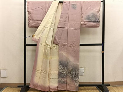 平和屋着物■訪問着　樹林風景文　暈し染め　正絹　逸品　BAAX8296mz