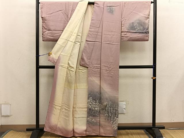 平和屋着物■訪問着　樹林風景文　暈し染め　正絹　逸品　BAAX8296mz