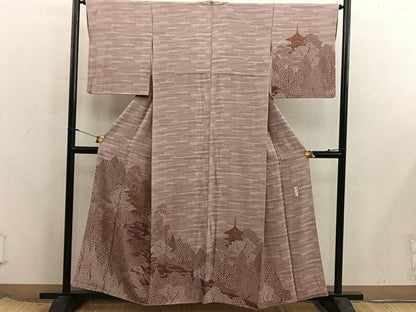 平和屋着物■訪問着　作家物　伊勢型紙　一尾欣樹彫り　金閣寺　正絹　逸品　BAAX8300mz