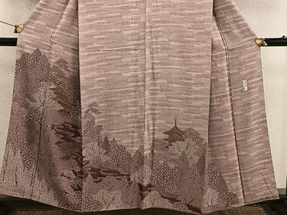 平和屋着物■訪問着　作家物　伊勢型紙　一尾欣樹彫り　金閣寺　正絹　逸品　BAAX8300mz