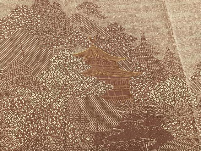 平和屋着物■訪問着　作家物　伊勢型紙　一尾欣樹彫り　金閣寺　正絹　逸品　BAAX8300mz