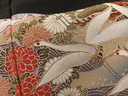 平和屋着物■豪華黒留袖　駒刺繍　扇面飛鶴花文　金彩　正絹　逸品　BAAX8301mz