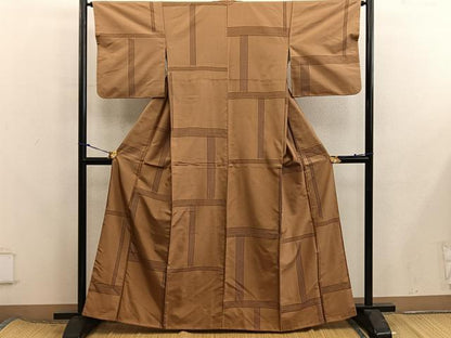 平和屋着物■上質な紬　幾何学文様　正絹　逸品　BAAX8305mz