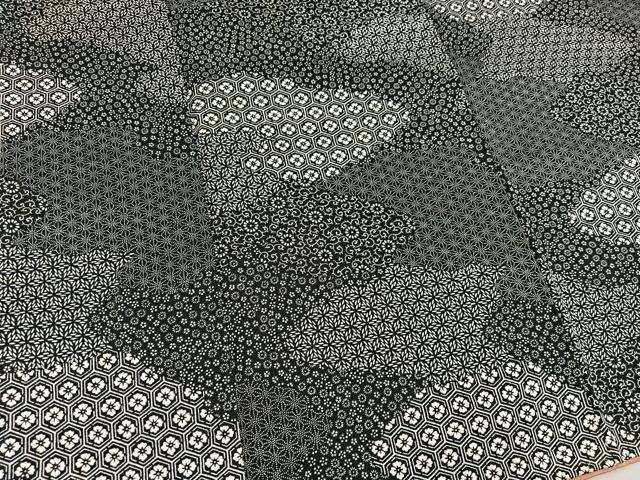 平和屋着物■上質な小紋　亀甲花文　黒地　正絹　逸品　BAAX8306mz